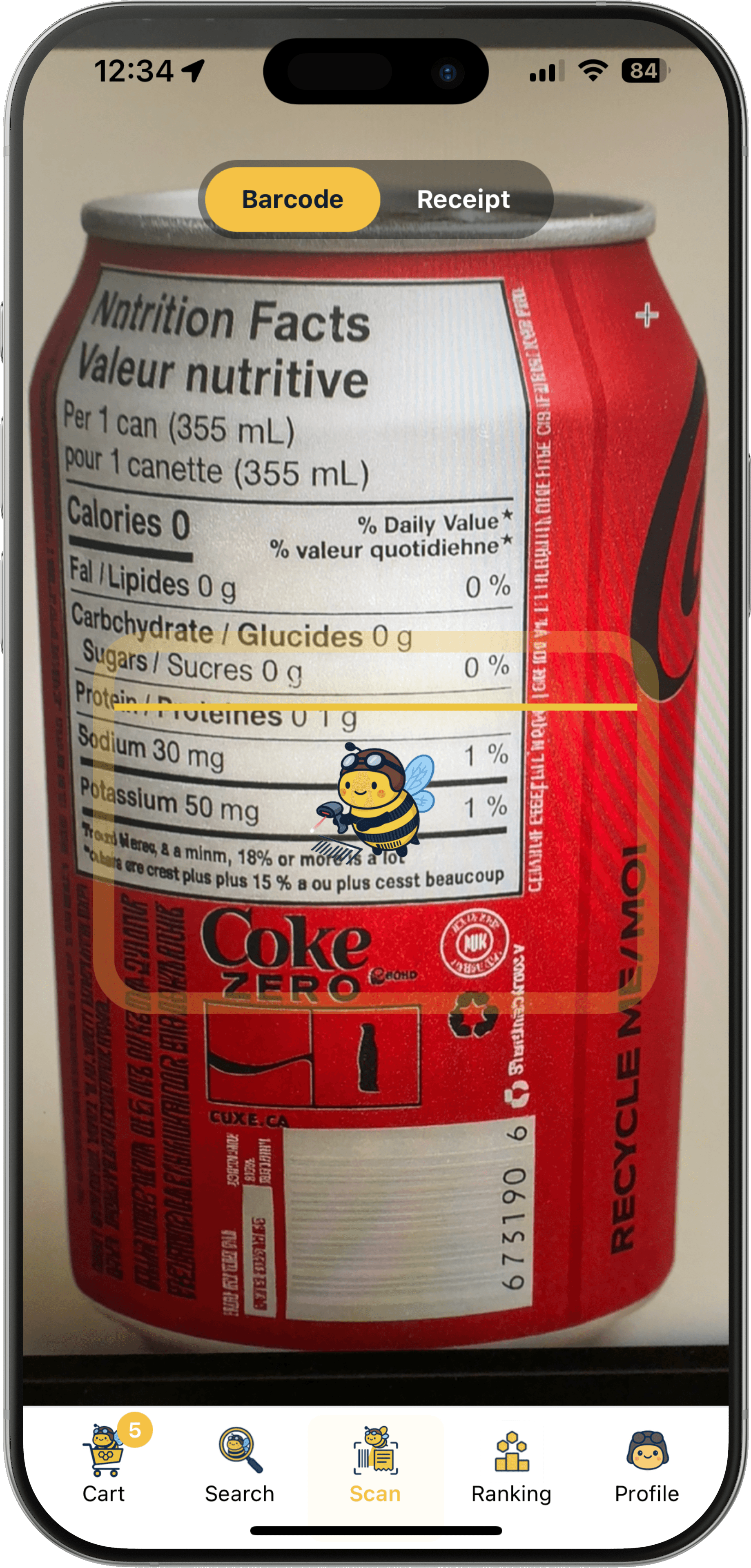 Barcode scanning in Beezly app